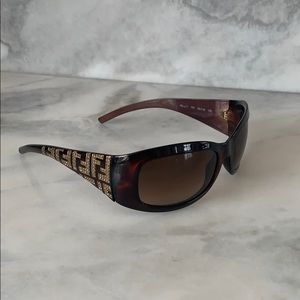 Fendi Brown Tortoise Crystal Zucca Sunglasses